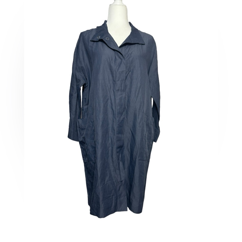 Eileen Fisher steel satin crinkle metallic jacket size: XS